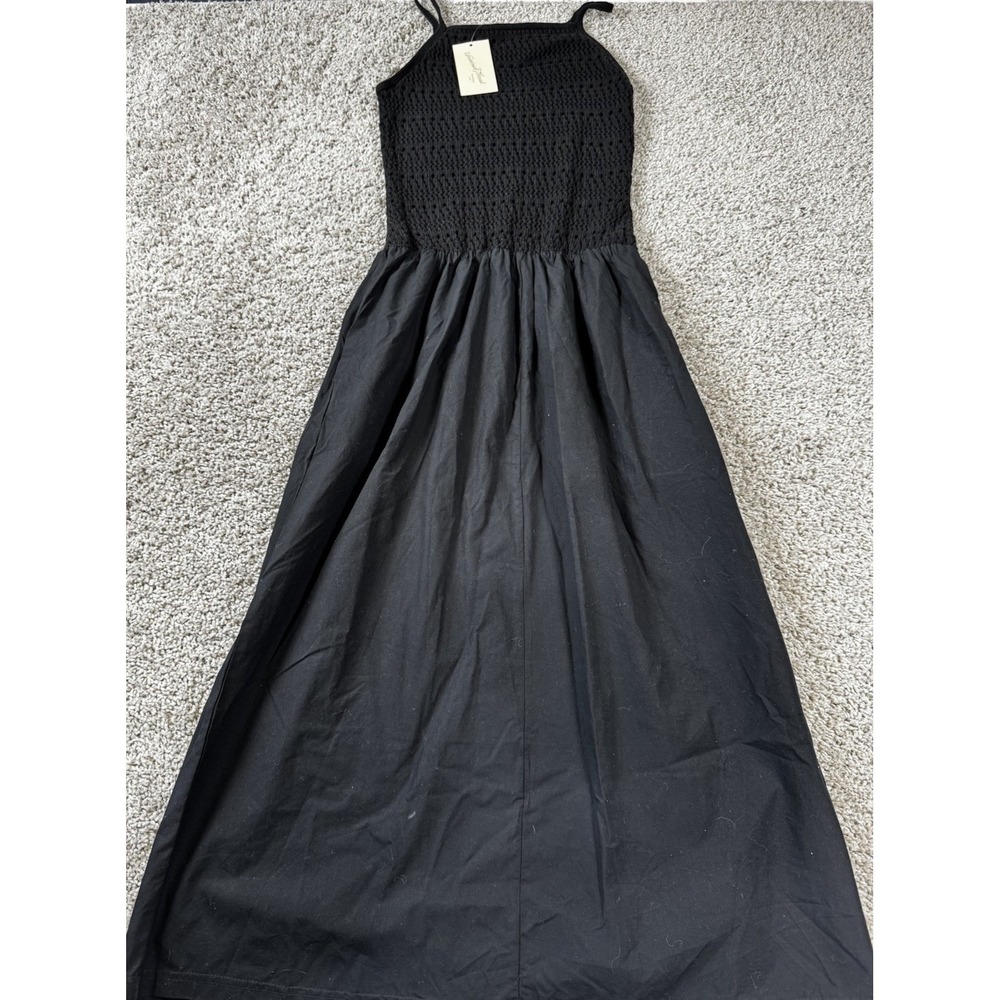 NEW Universal Thread Black Spaghetti Strap Crochet Top Maxi Dress Womens XS - Picture 2 of 9
